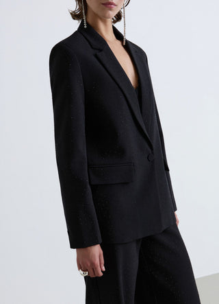 Giacca monopetto con strass all over