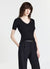 T-shirt scollo V a costine
