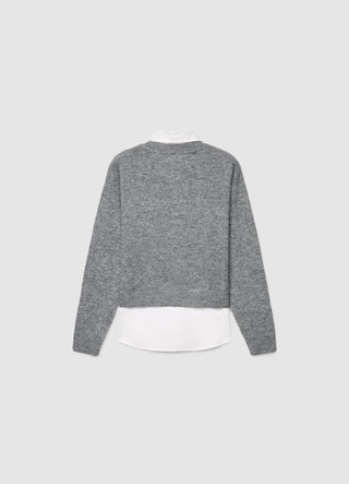 Pull avec insert en chemise et col en V