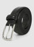 Plain-coloured belt with rectangular metal buckle