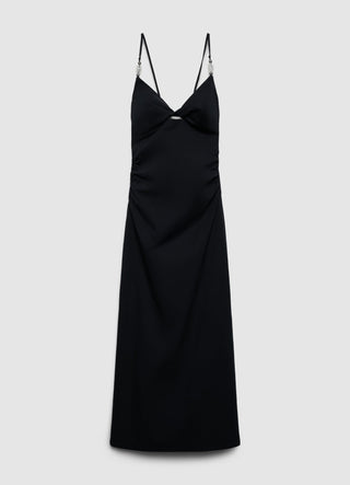 Abito lungo con cut-out e perline