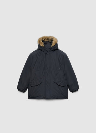 Gepolsterte Jacke mit Kapuze und Kunstpelzbesatz