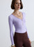 T-shirt a manica lunga con scollo a v e bordo in pizzo