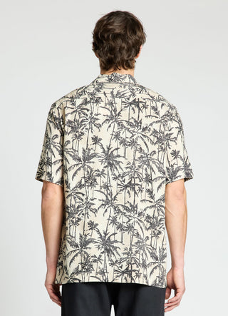 Camicia bowling con stampa palme