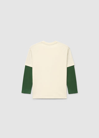 Oversized double-layer sleeve effect T-shirt with Boston Celtics® print